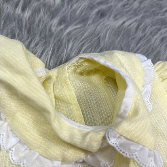 Vintage Handmade 2 Piece Yellow Polka Dot Ruffle Toddler Girls Pinafore - Picture 13 of 16